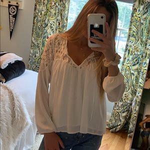 Flowy peasant white top